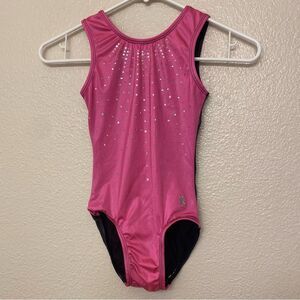 KB gymnastics acro tumbling spandex pink foil leotard child 9/10